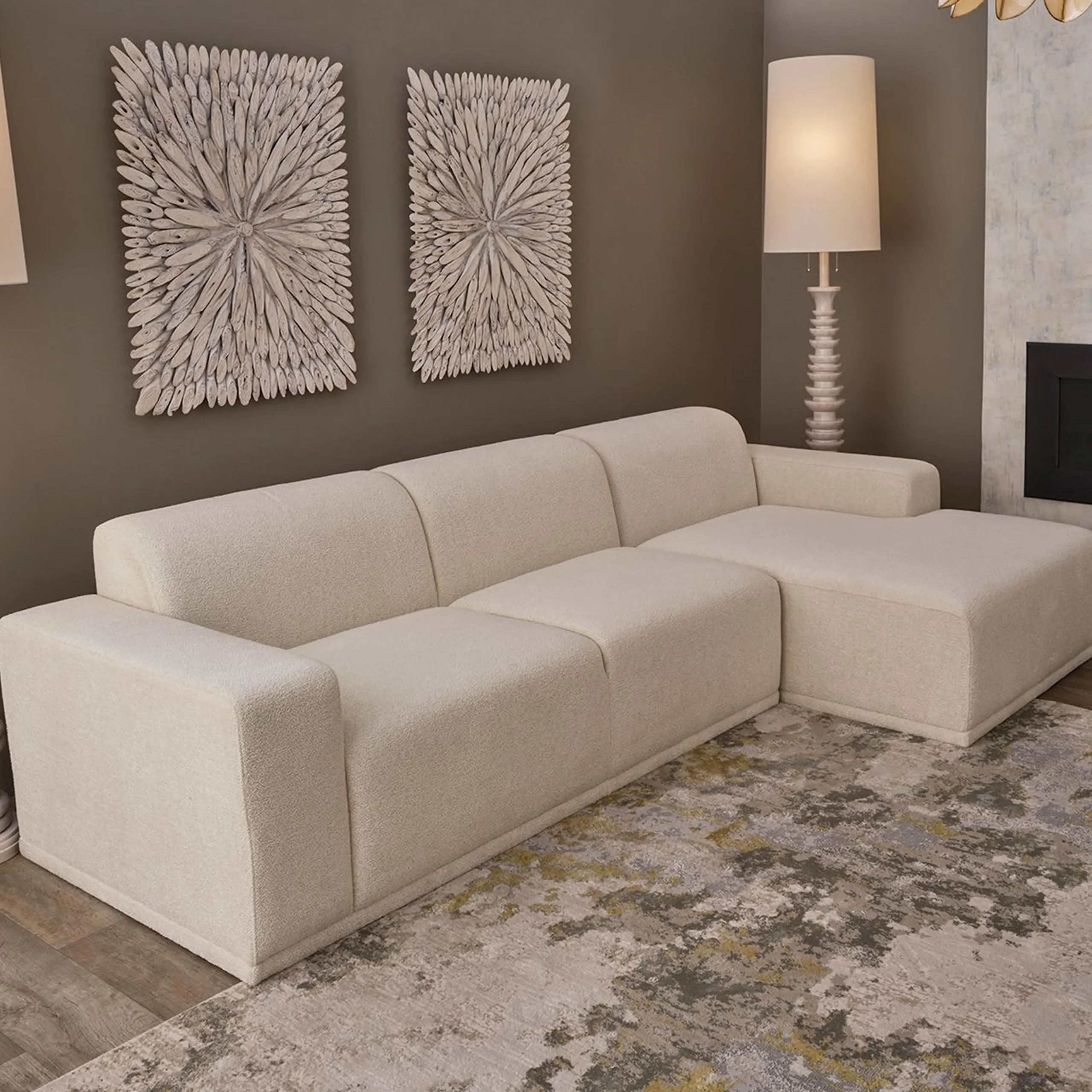 Adriano Left Sectional Sofa - Boucle