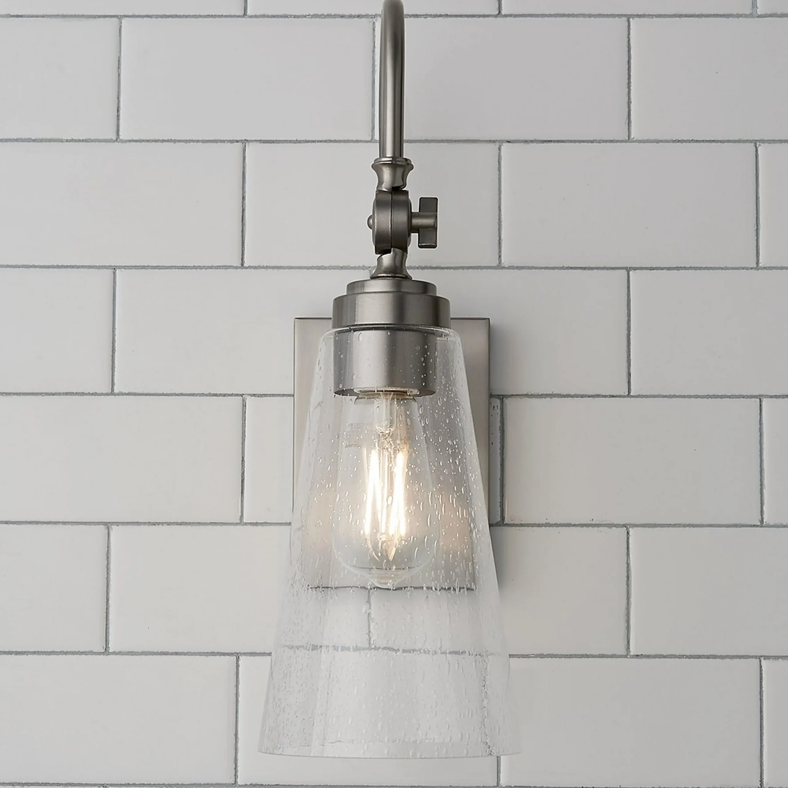 Arched Neck Tapered Glass Wall Light