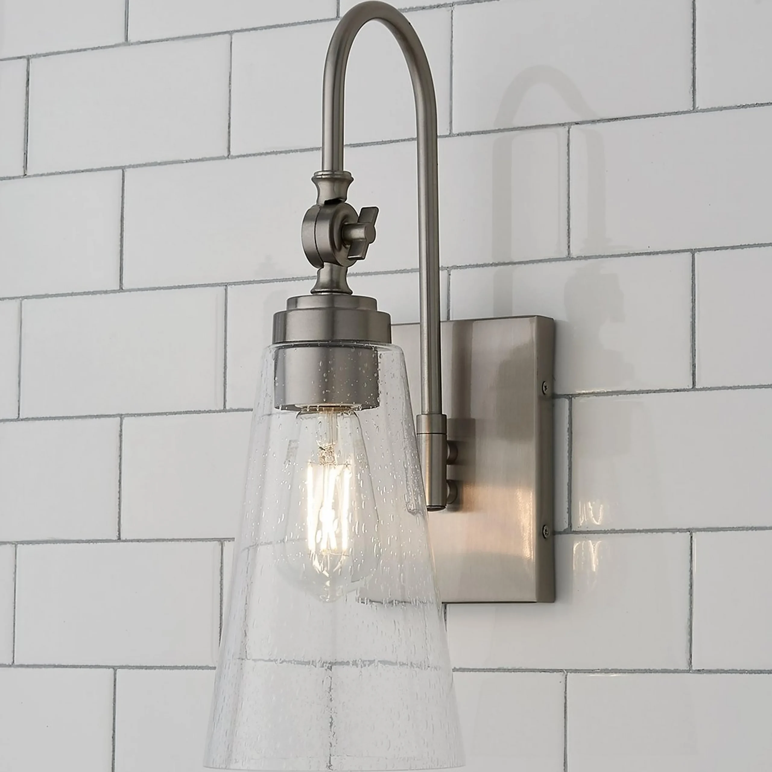 Arched Neck Tapered Glass Wall Light