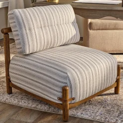Armless Ticking Stripe Accent Chair