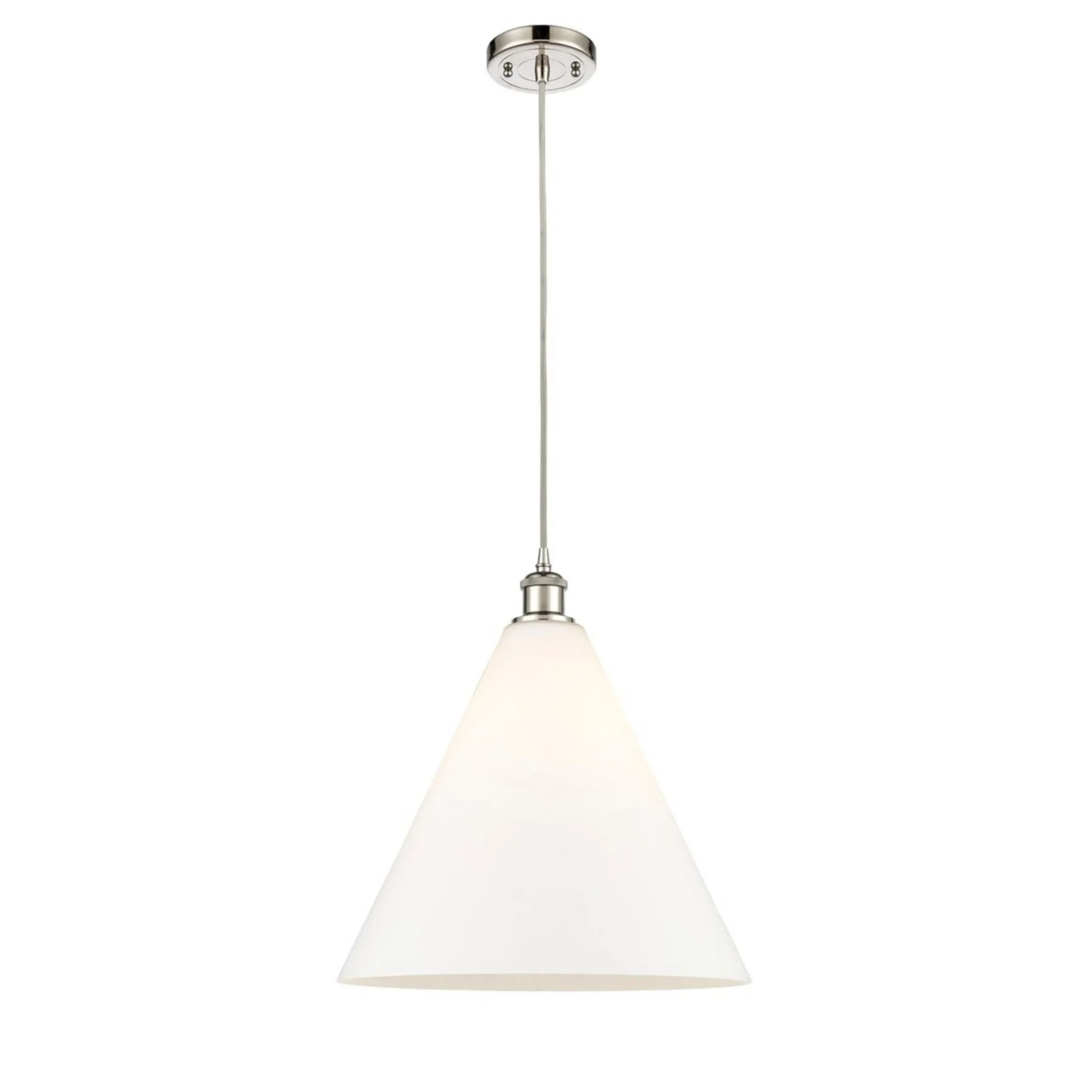 Arthur Cone Pendant - Large - White Glass