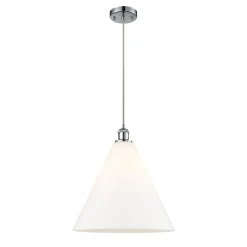Arthur Cone Pendant - Large - White Glass