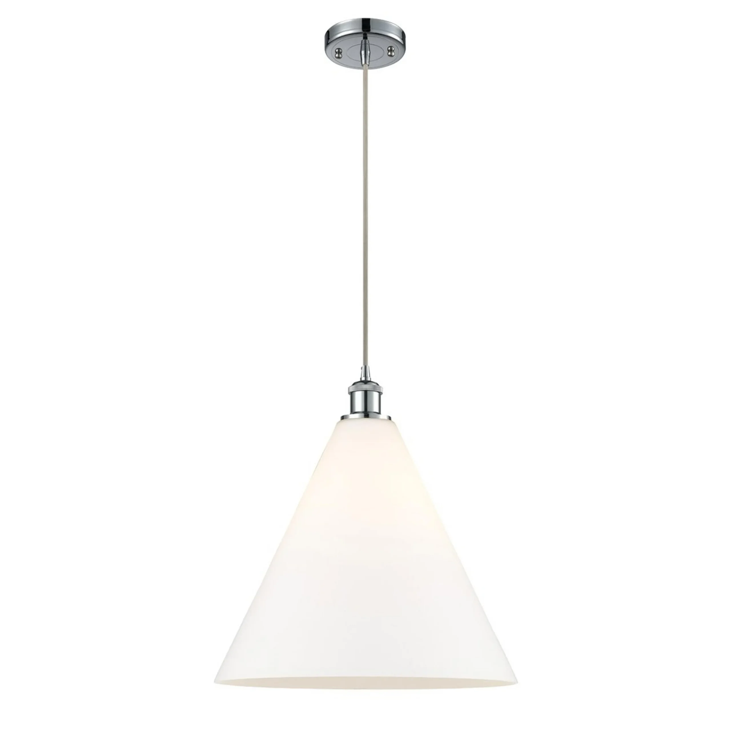 Arthur Cone Pendant - Large - White Glass