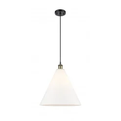 Arthur Cone Pendant - Large - White Glass
