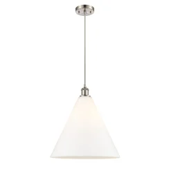 Arthur Cone Pendant - Large - White Glass