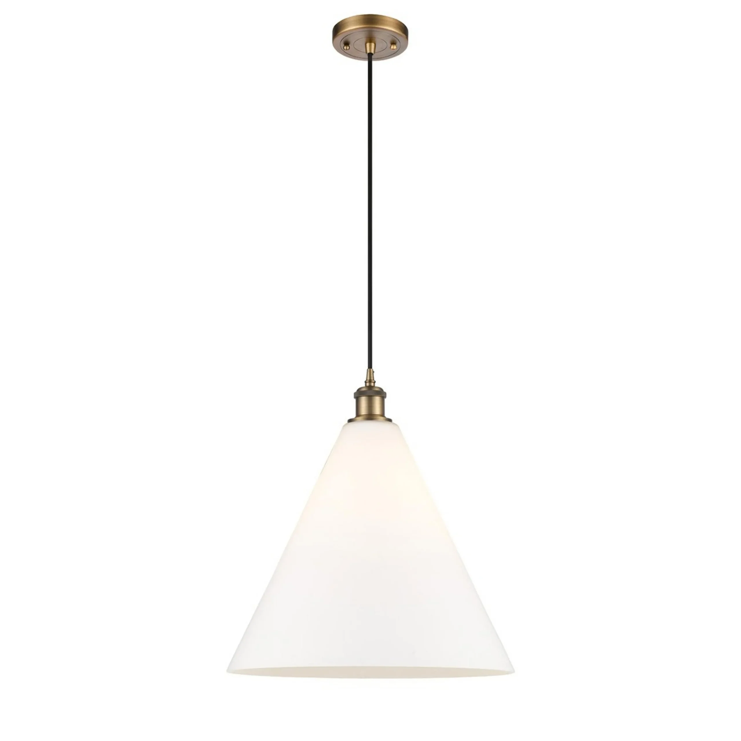 Arthur Cone Pendant - Large - White Glass