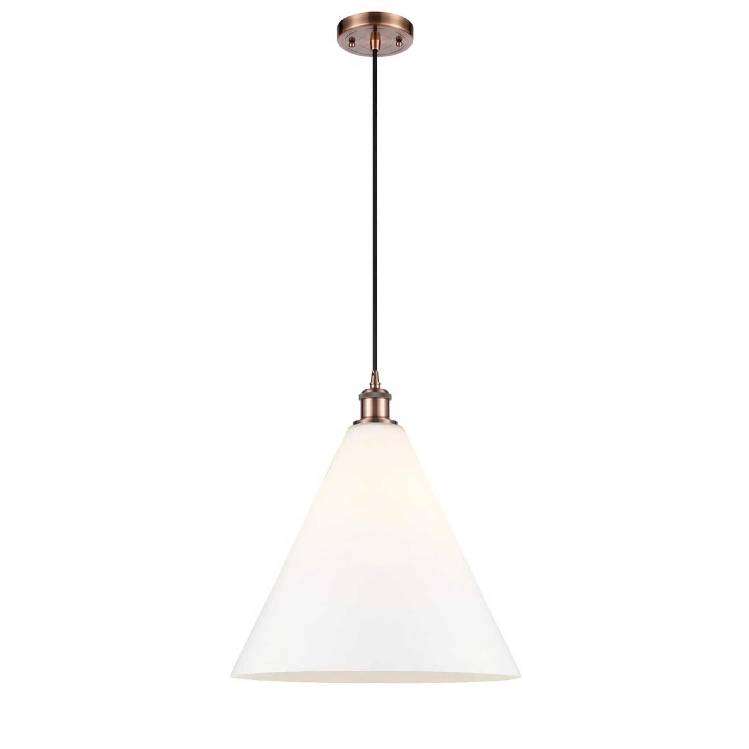 Arthur Cone Pendant - Large - White Glass