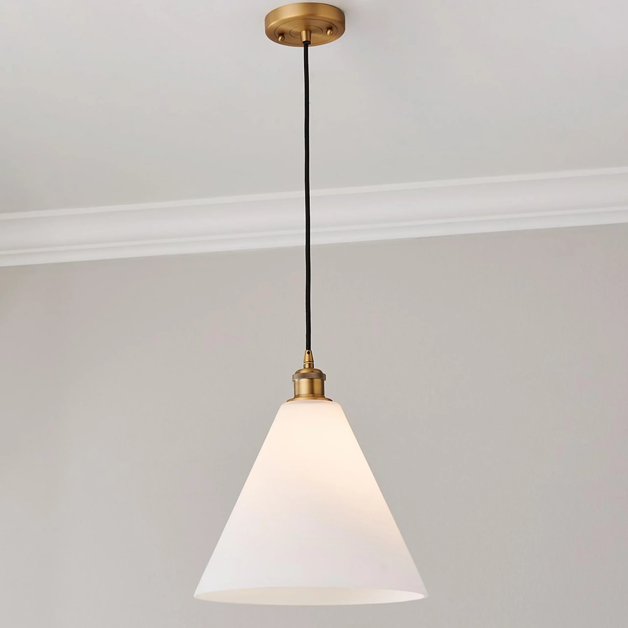 Arthur Cone Pendant - Small - White Glass