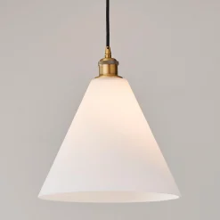 Arthur Cone Pendant - Small - White Glass