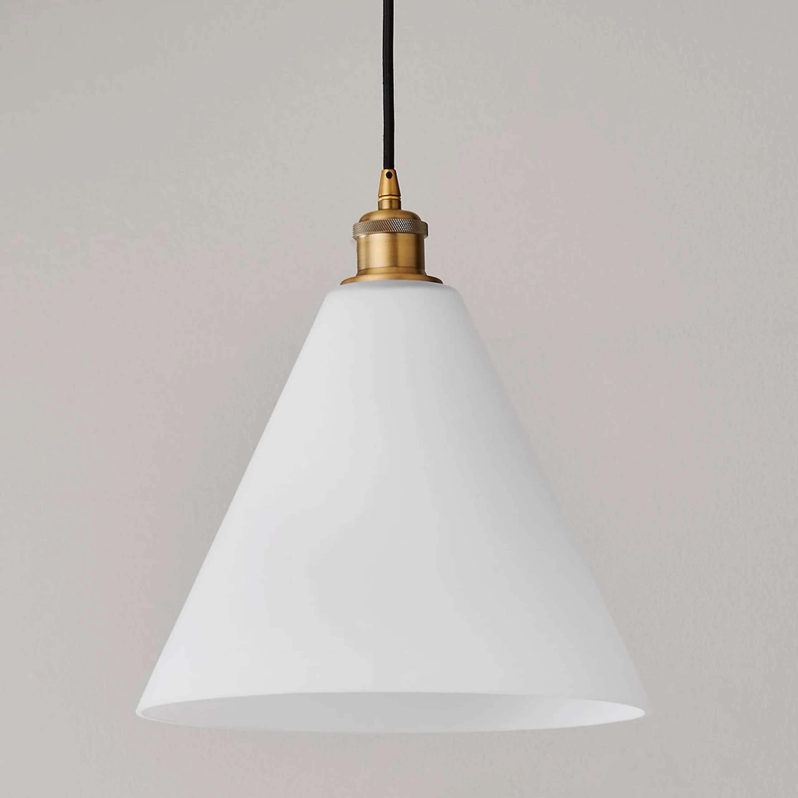 Arthur Cone Pendant - Small - White Glass