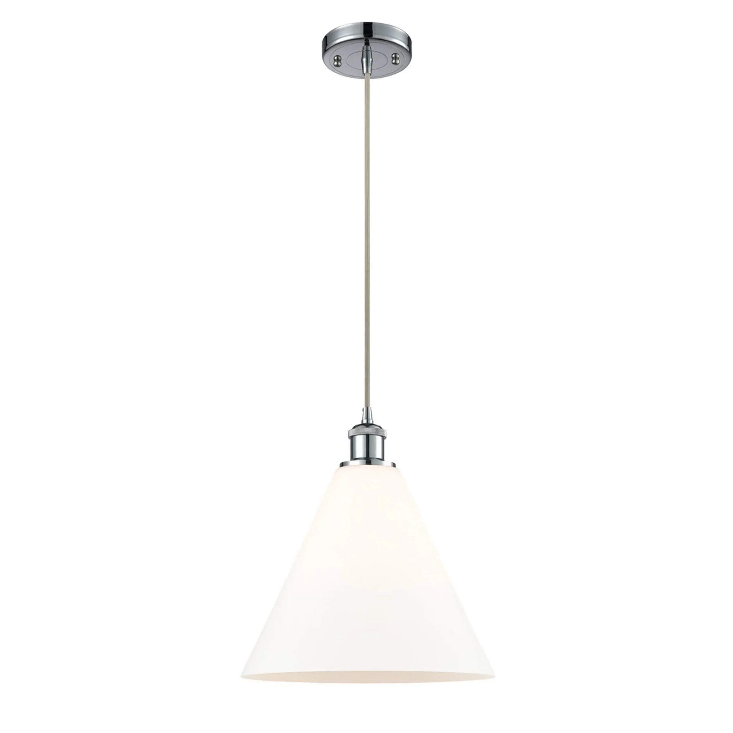 Arthur Cone Pendant - Small - White Glass