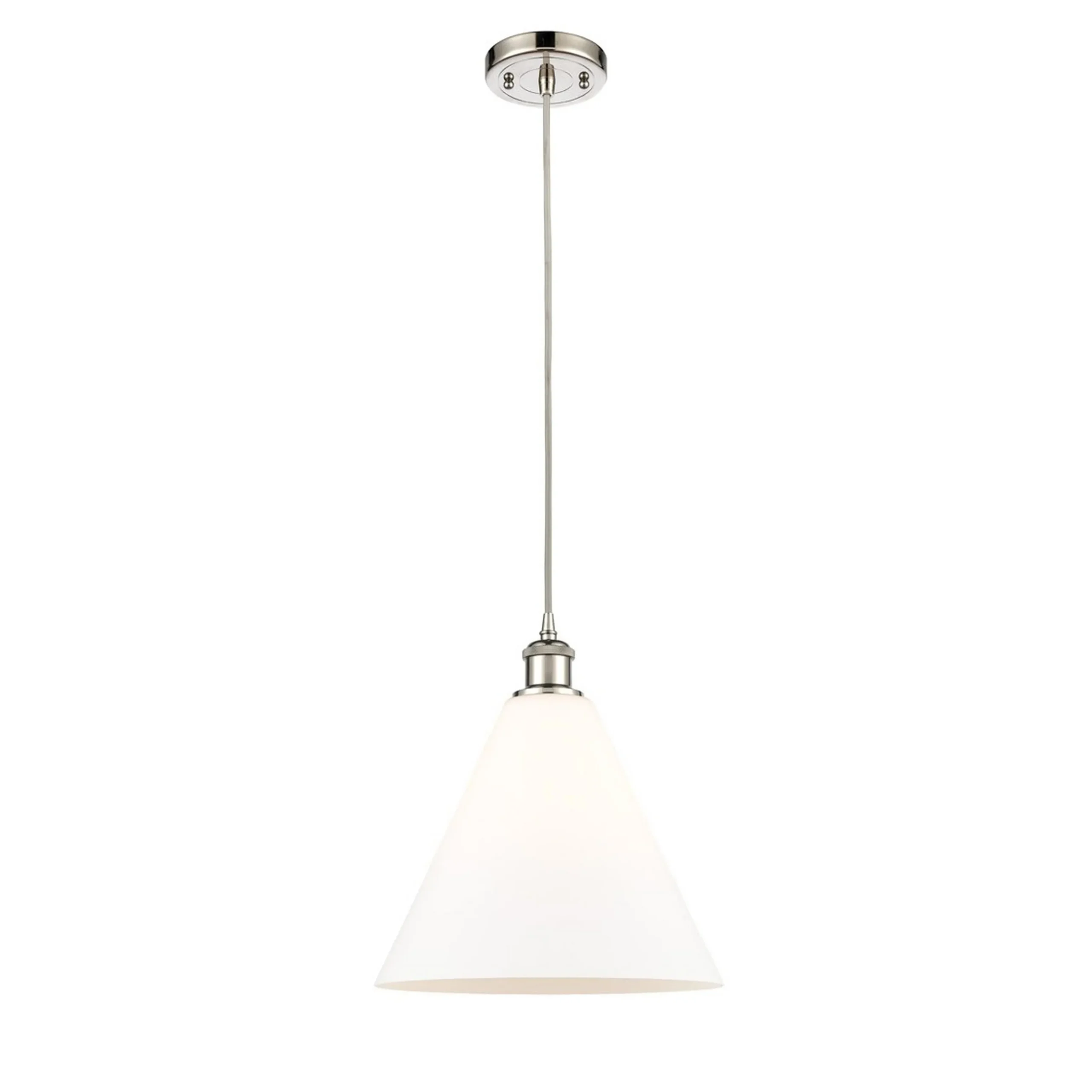 Arthur Cone Pendant - Small - White Glass