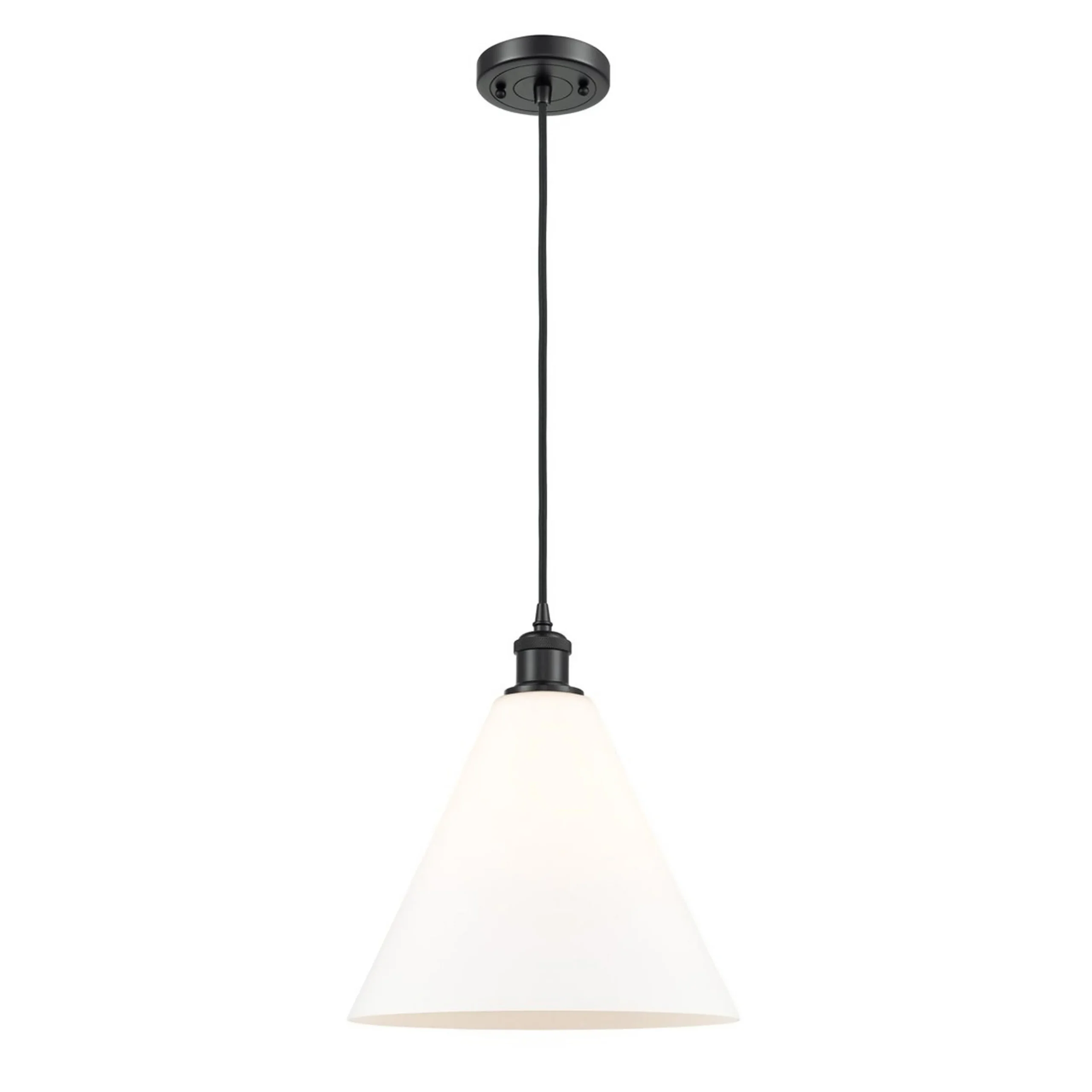 Arthur Cone Pendant - Small - White Glass