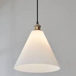 Arthur Cone Pendant - Small - White Glass