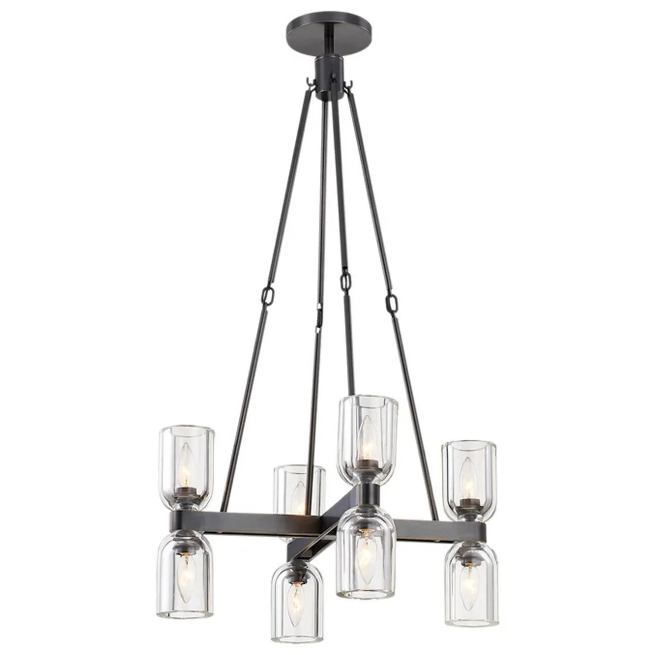 Aurind Cross Chandelier - 8 Light - Crystal