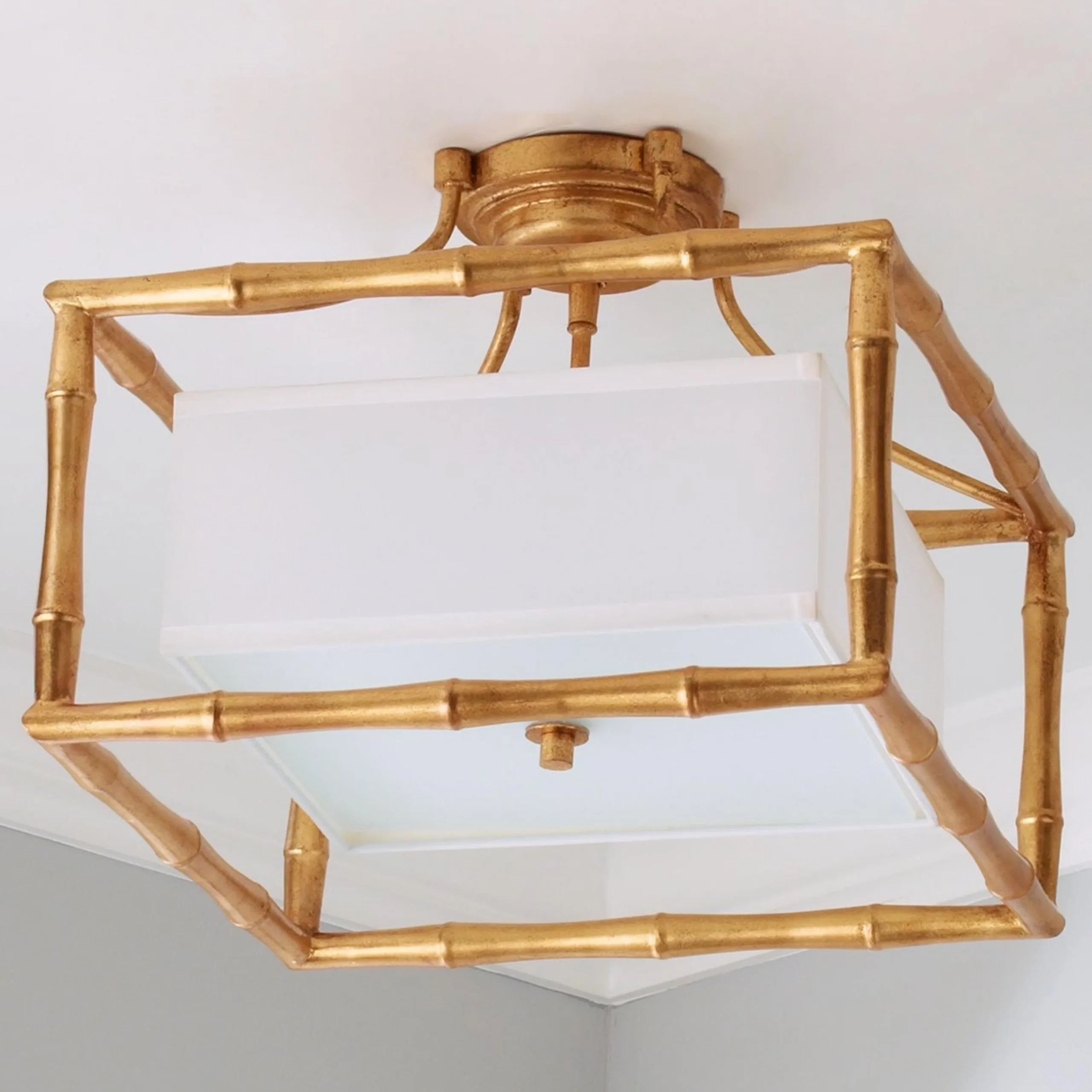 Bamboo Square Semi-Flush Ceiling Light