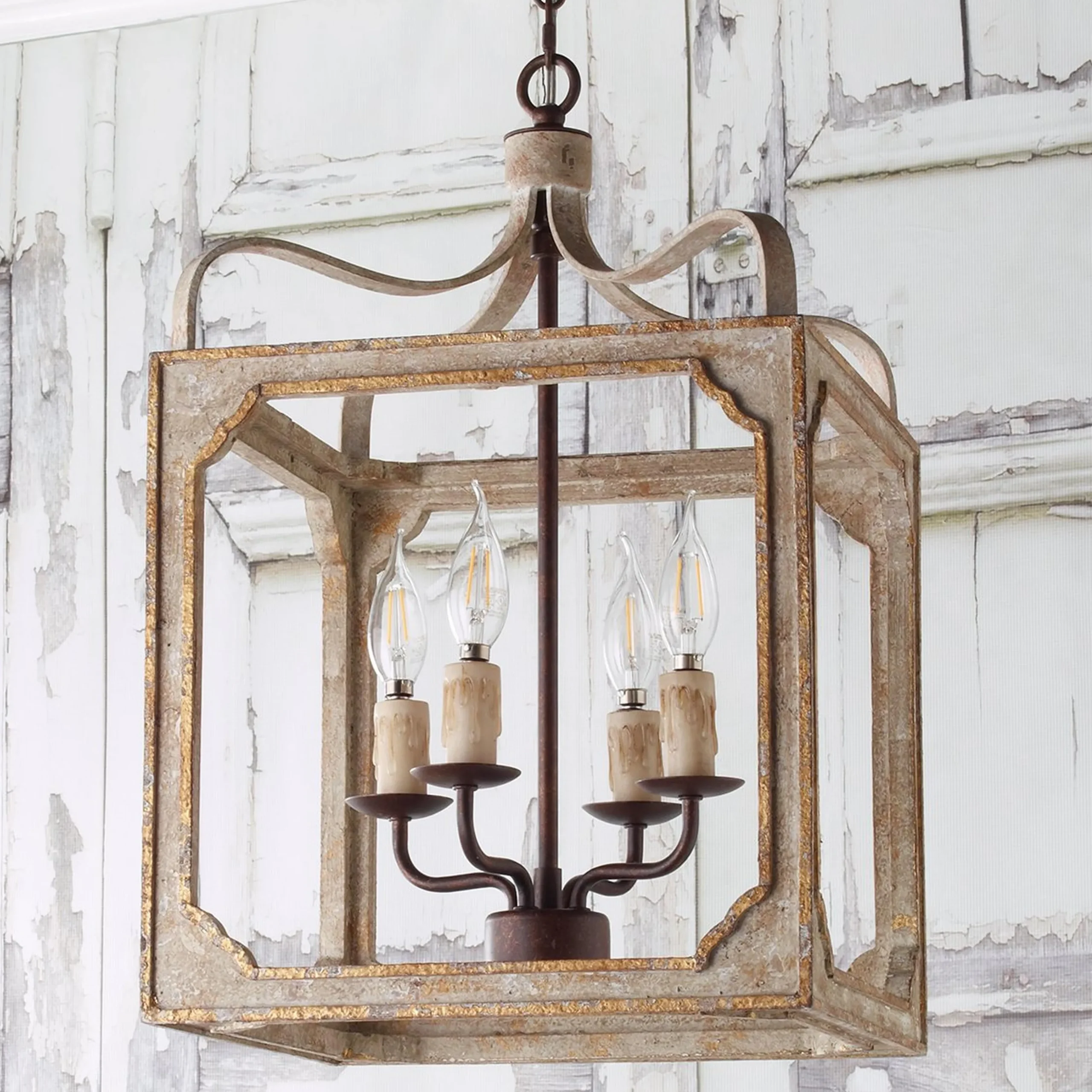 Boho Rustic Cube Chandelier - Small
