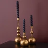 Brass Bauble Candlesticks - Set of 3