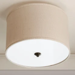 Burlap Drum Shade Ceiling Light
