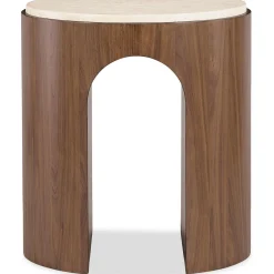 Cecily Side Table - Wood and Marble
