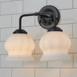 Chris Loves Julia Marlo Vanity Light - 2 Light - Milk Glass