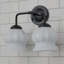 Chris Loves Julia Marlo Vanity Light - 2 Light - Milk Glass
