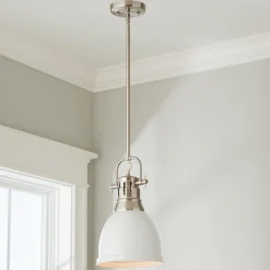 Classic Dome Shade Pendant Light with Rod - Small