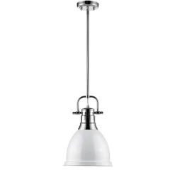 Classic Dome Shade Pendant Light with Rod - Small