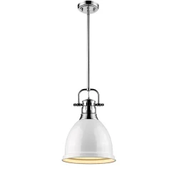 Classic Dome Shade Pendant Light with Rod - Small
