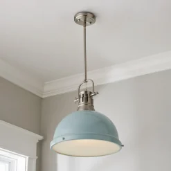 Classic Dome Shade Pendant Light with Rod - Large