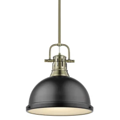 Classic Dome Shade Pendant Light with Rod - Large