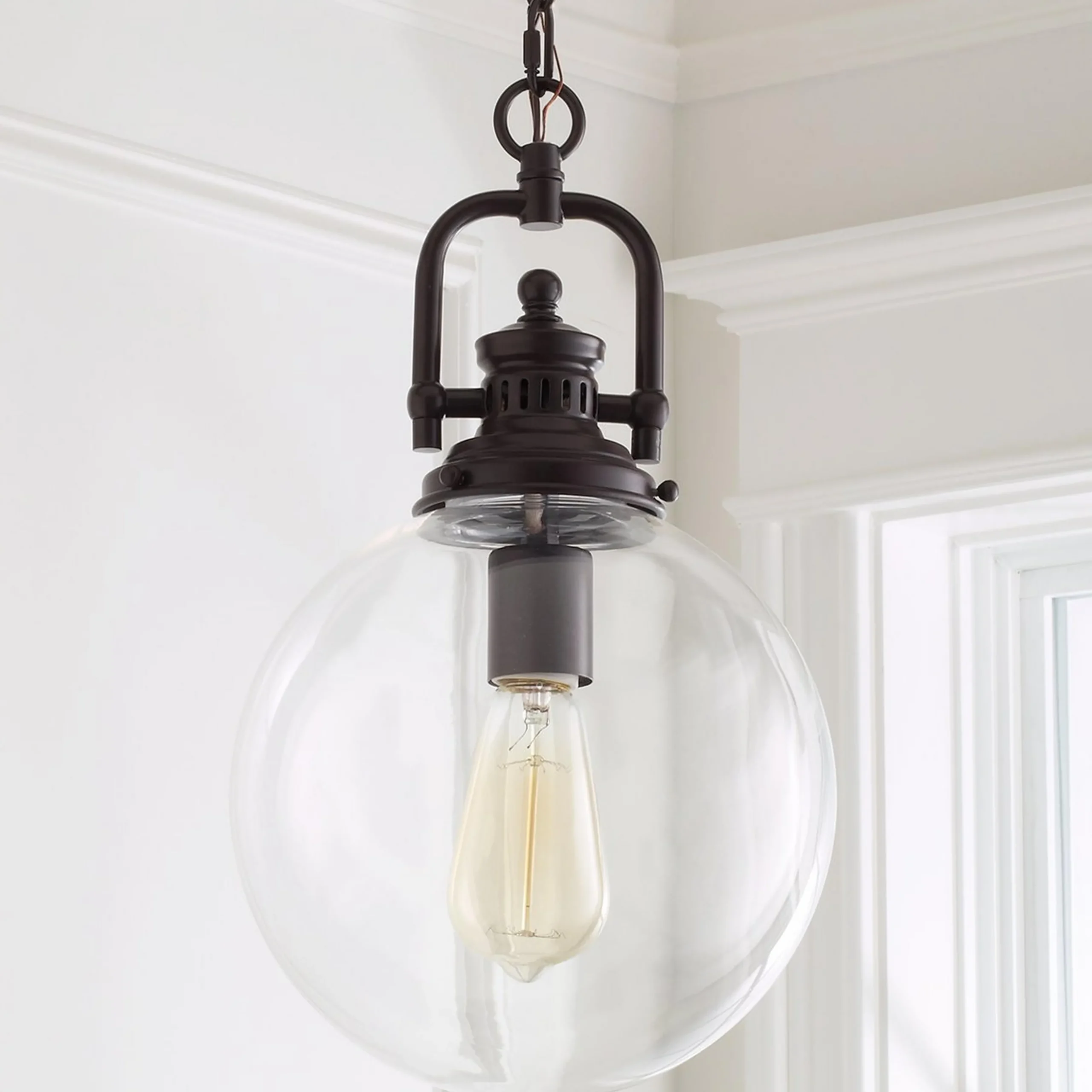 Clear Glass Globe Industrial Pendant
