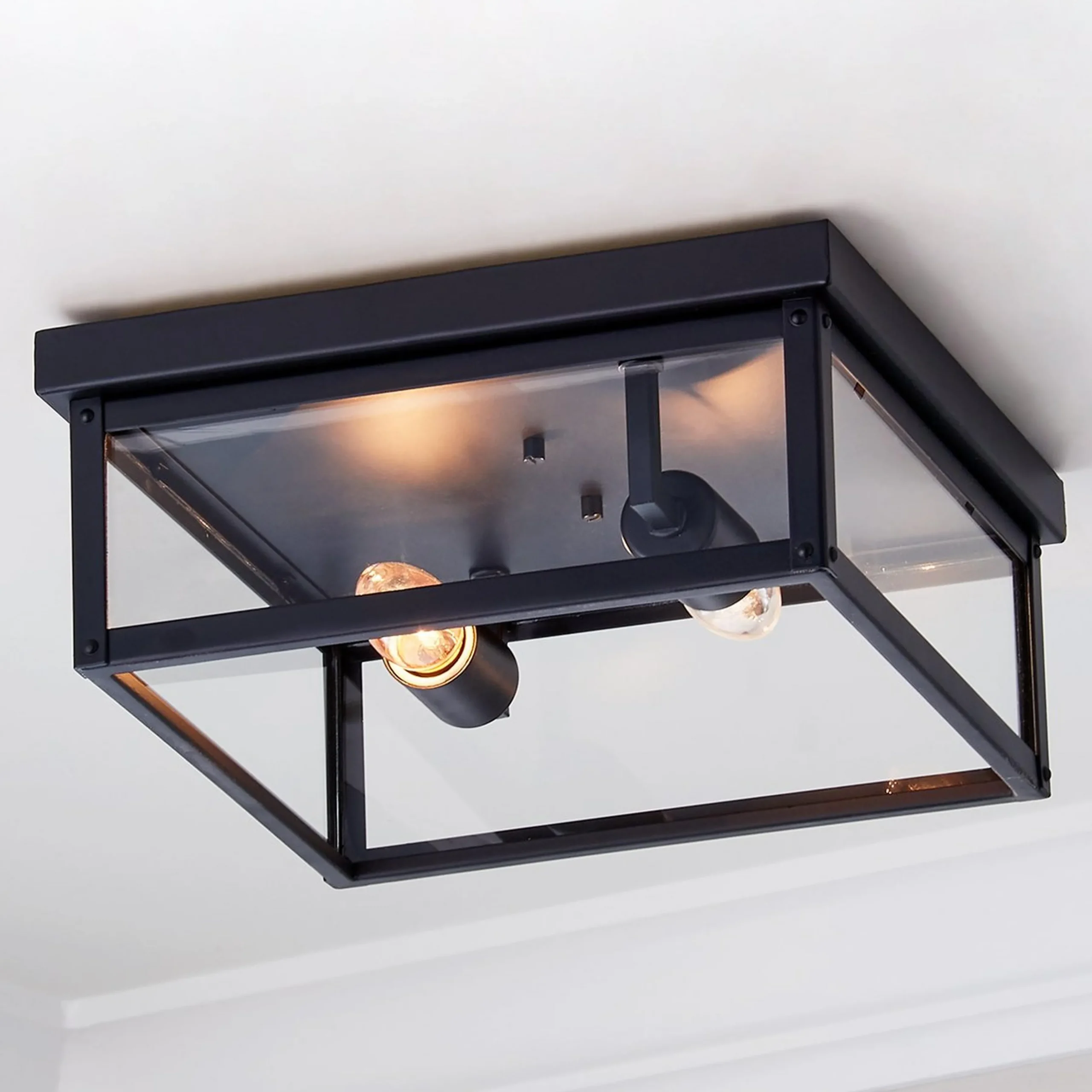 Clear Glass Square Outdoor Ceiling Light