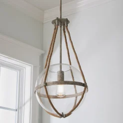 Coastal Cottage Rope Globe Pendant