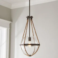 Coastal Cottage Rope Globe Pendant