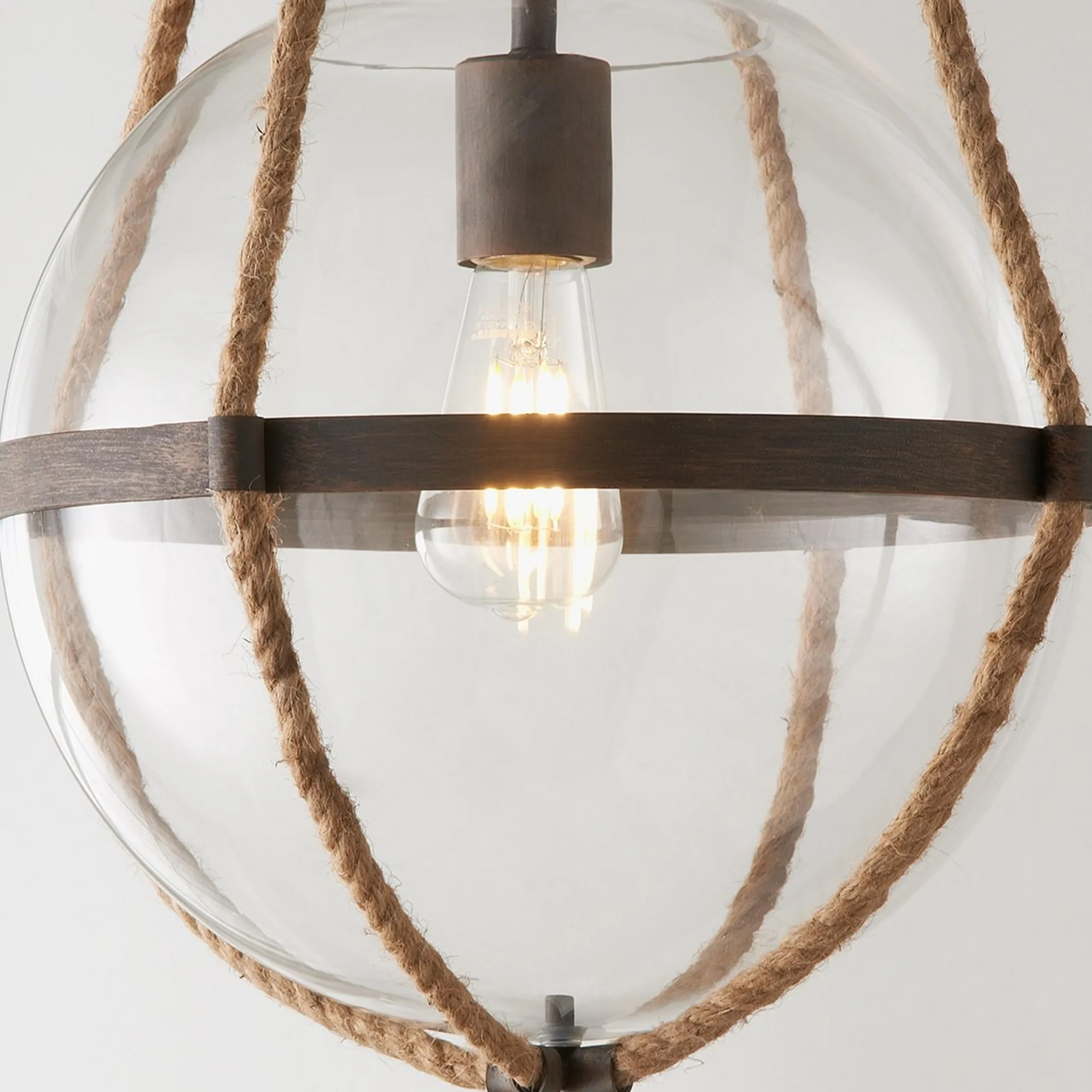 Coastal Cottage Rope Globe Pendant