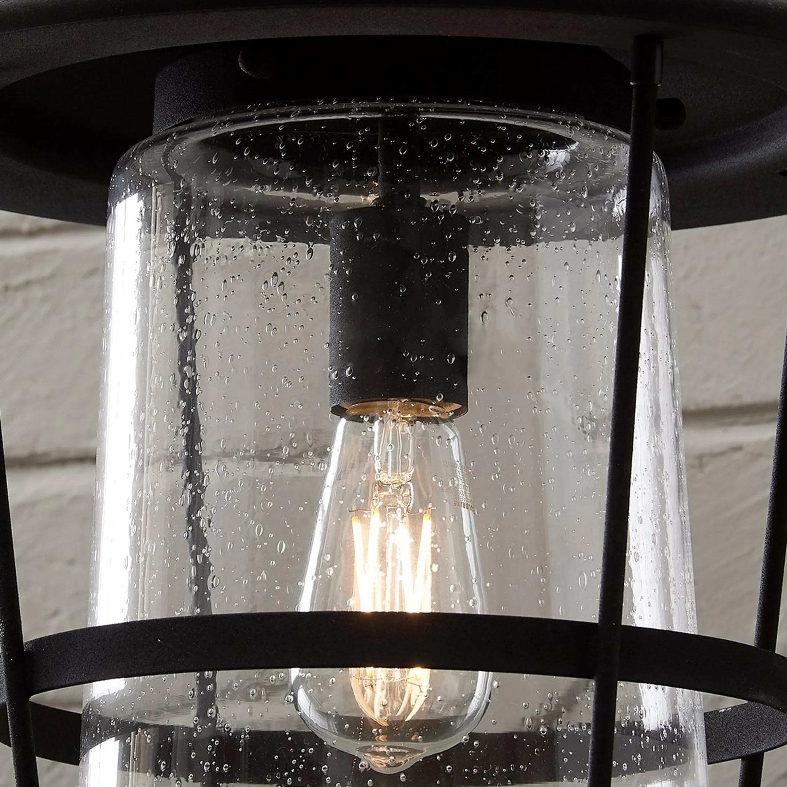 Contemporary Seeded Glass Outdoor Pendant