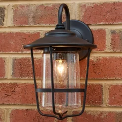 Contemporary Seeded Glass Outdoor Sconce - Small