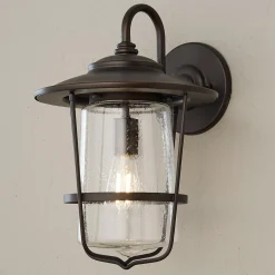 Contemporary Seeded Glass Outdoor Sconce - Medium