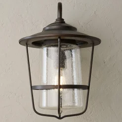 Contemporary Seeded Glass Outdoor Sconce - Medium