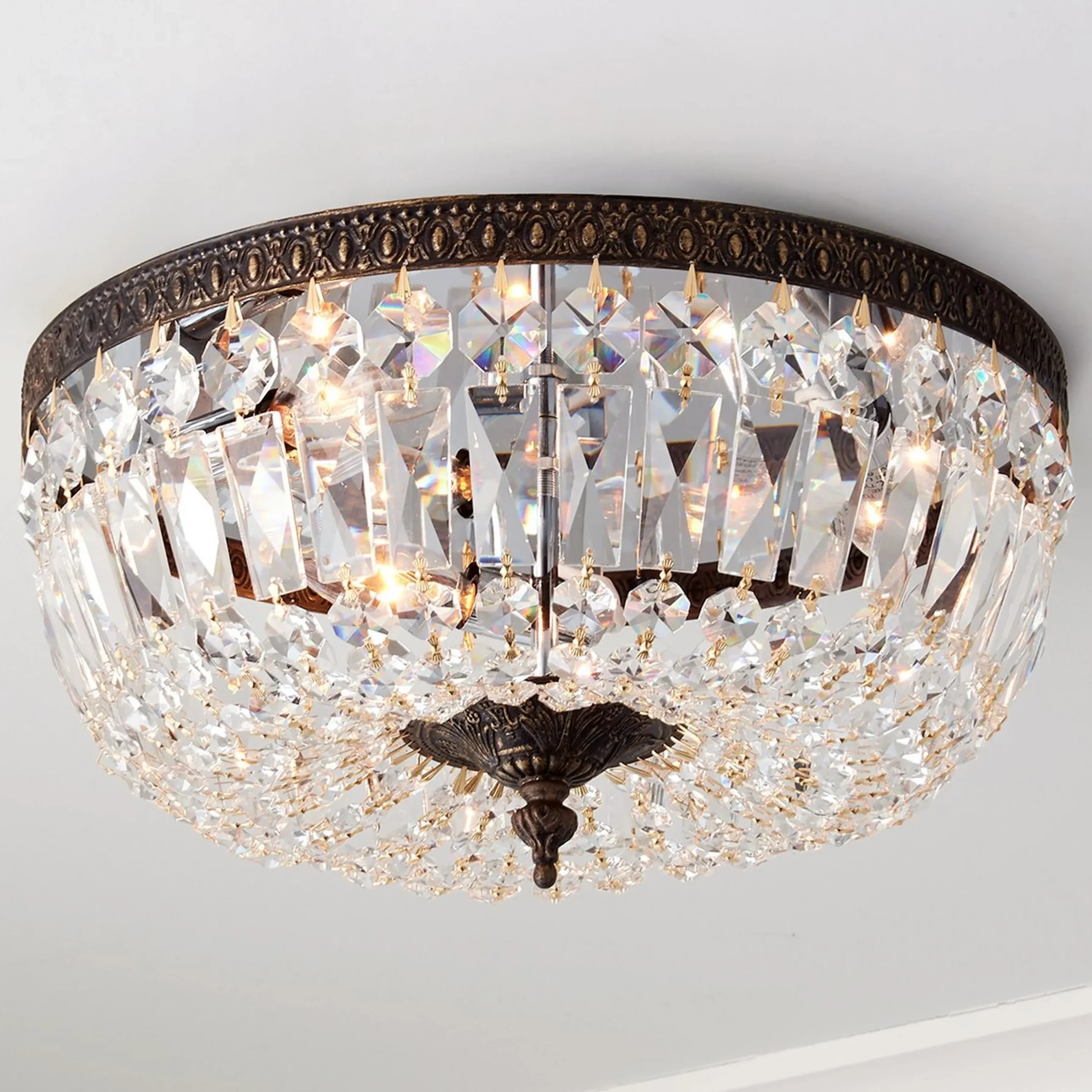 Cut Crystal Basket Ceiling Light - Large