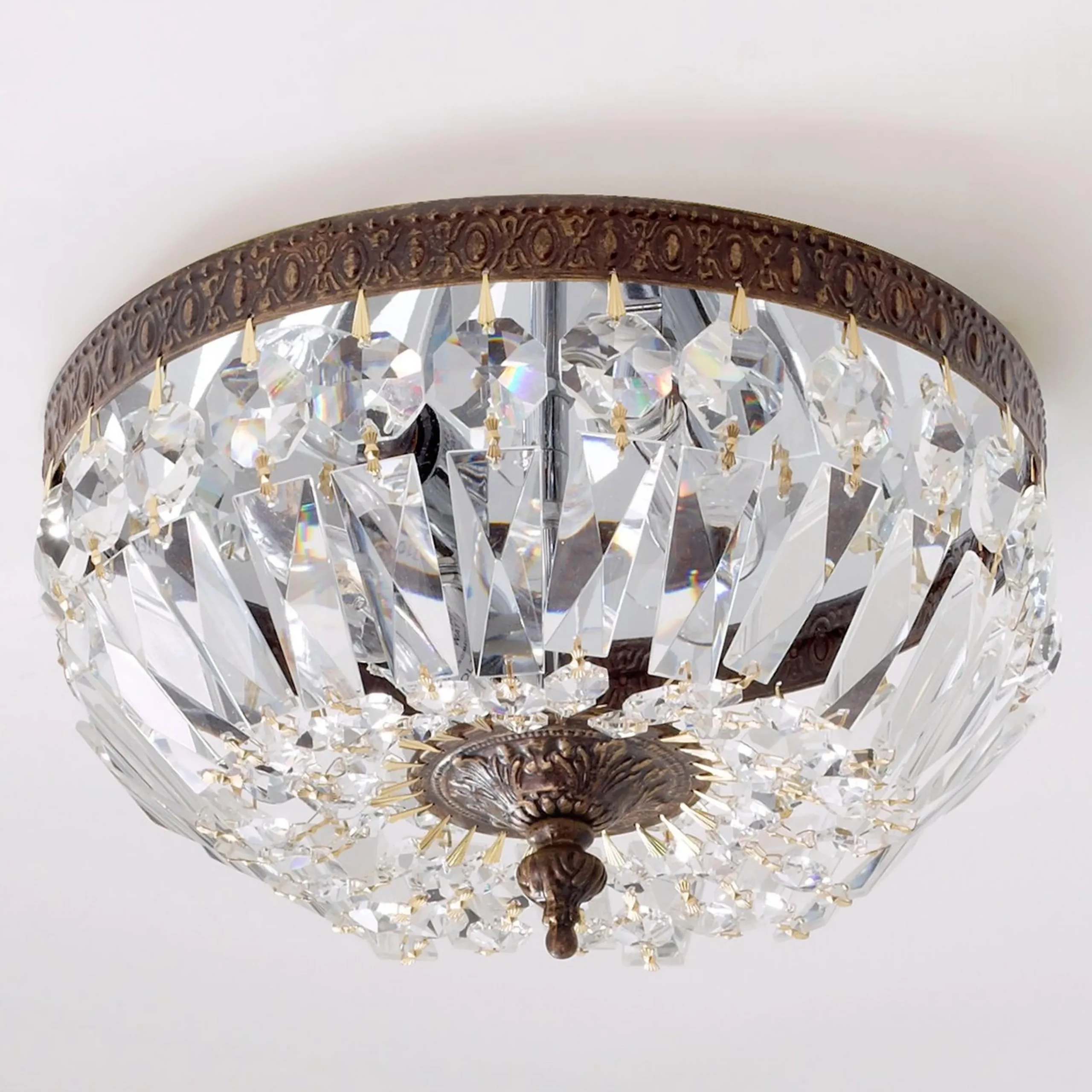 Cut Crystal Basket Ceiling Light - Small
