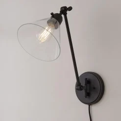Cyrus Straight Swing Arm Sconce - Glass Shade