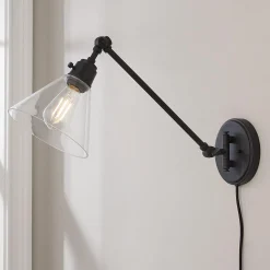 Cyrus Straight Swing Arm Sconce - Glass Shade