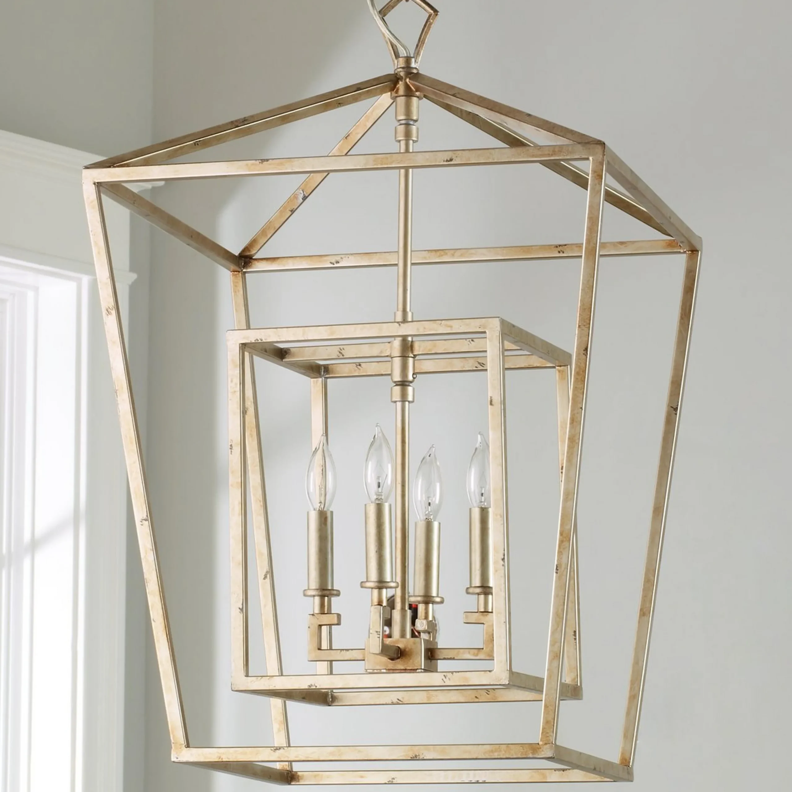 Distressed Geometric Flare Lantern
