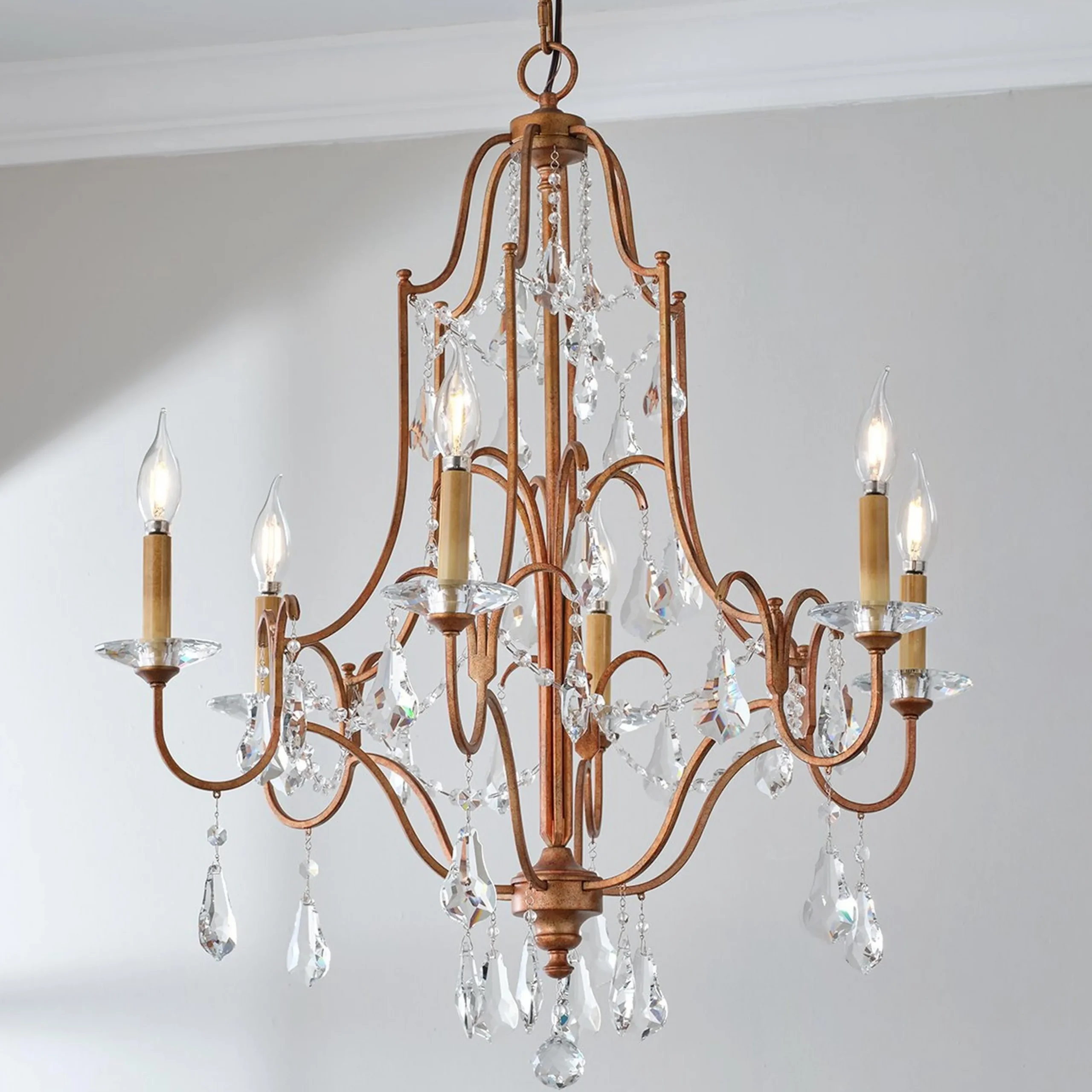 Elegance Crystal Swag Chandelier - 6 Light