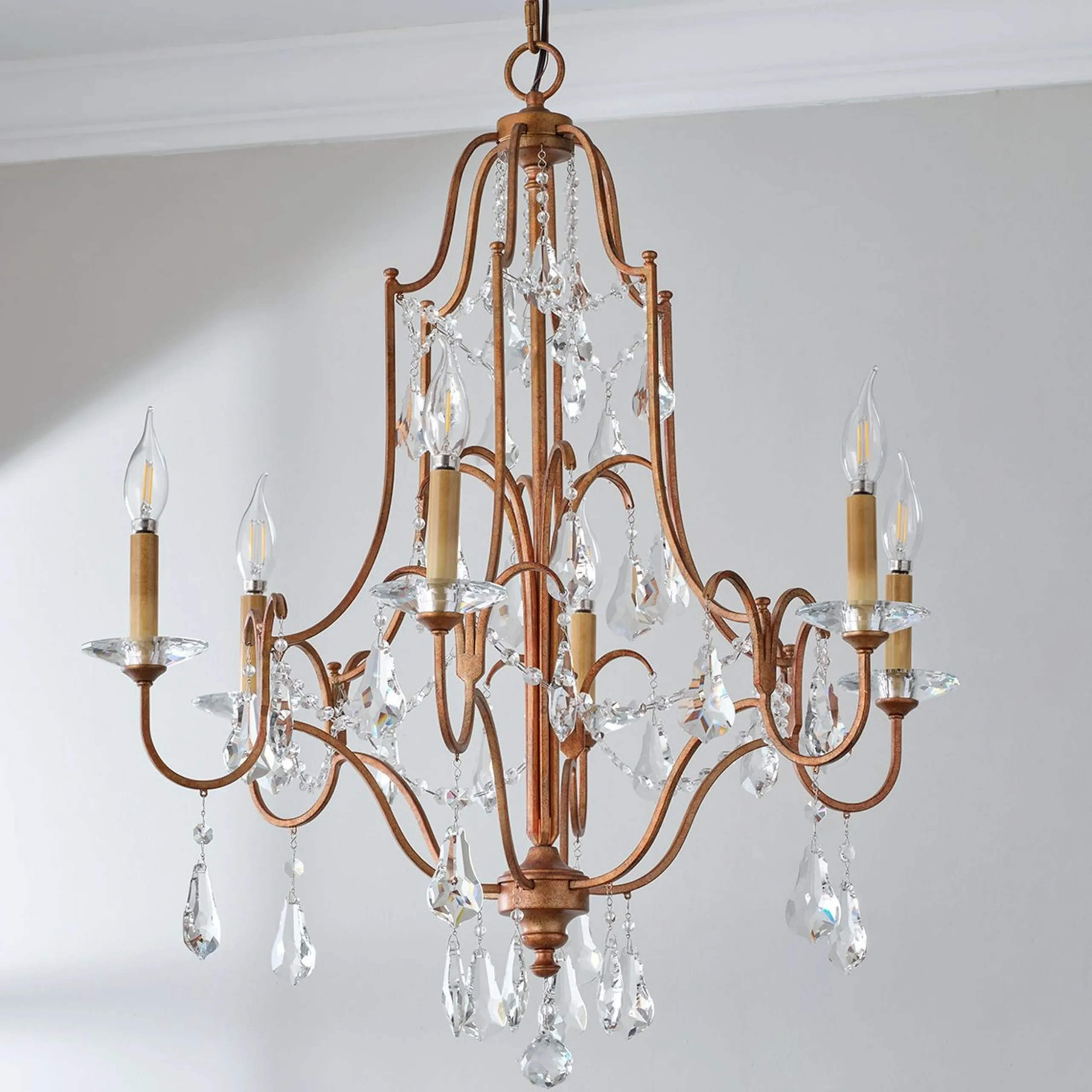 Elegance Crystal Swag Chandelier - 6 Light