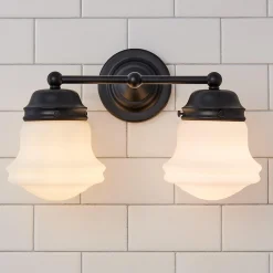 Ethel School Haus Opal Glass Vanity Light - 2 Light