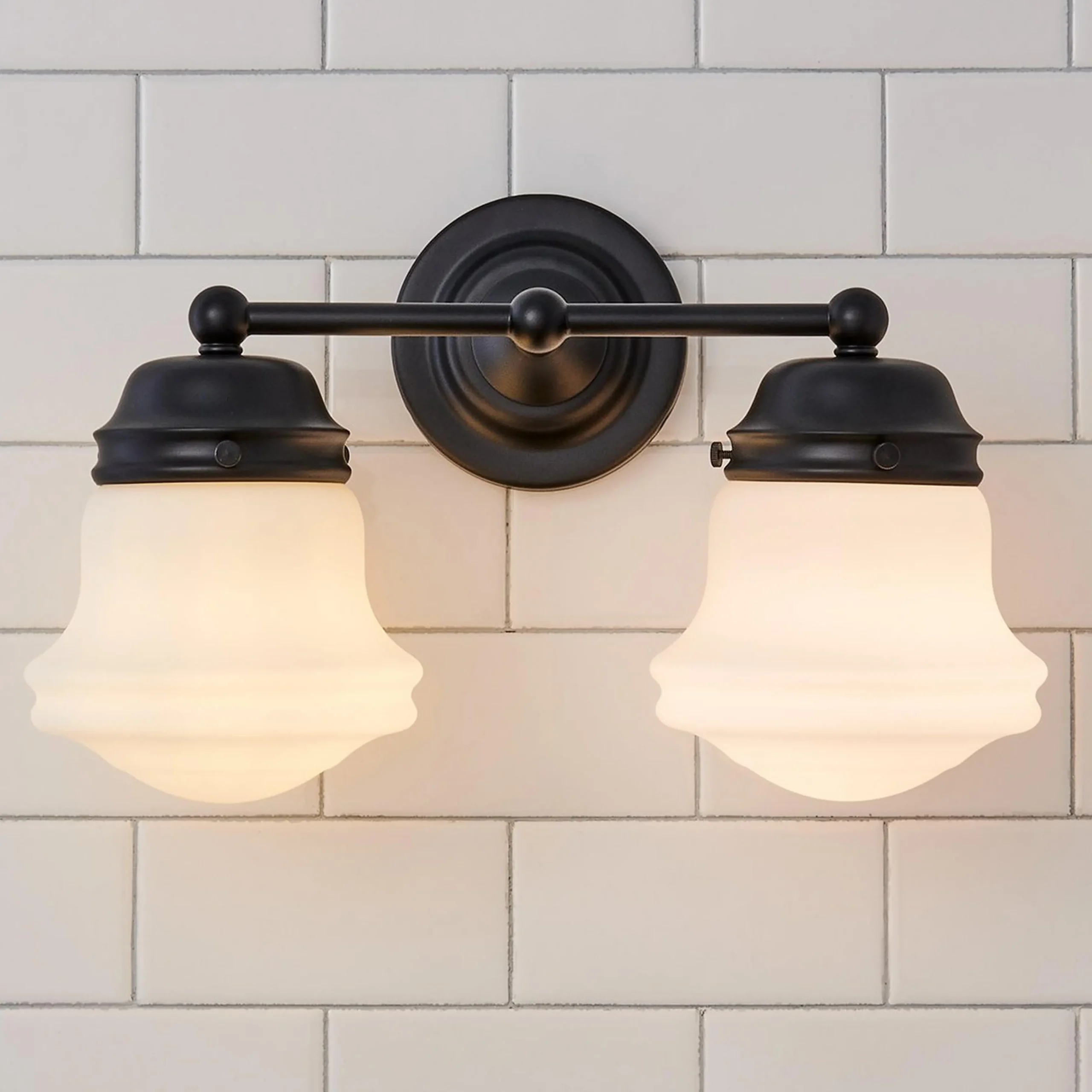 Ethel School Haus Opal Glass Vanity Light - 2 Light