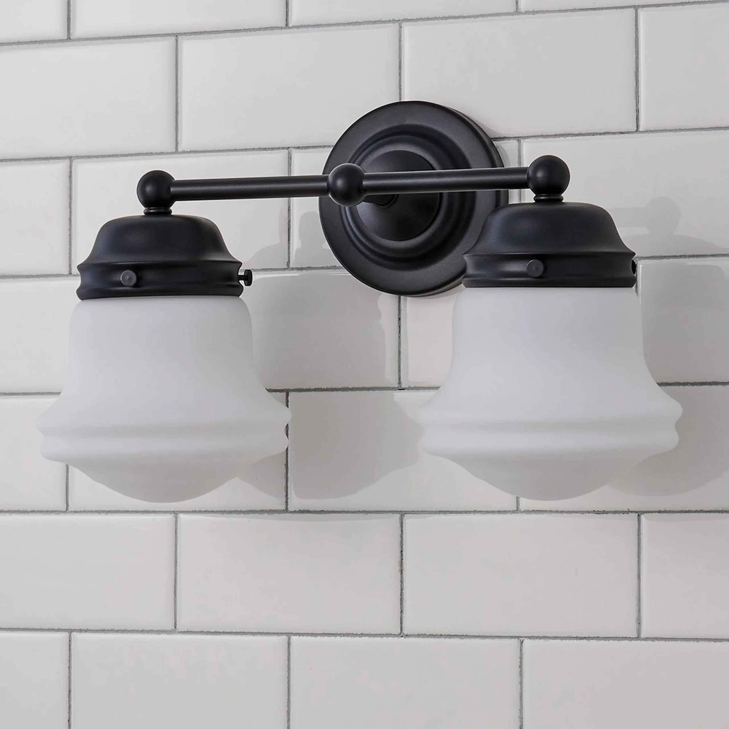 Ethel School Haus Opal Glass Vanity Light - 2 Light